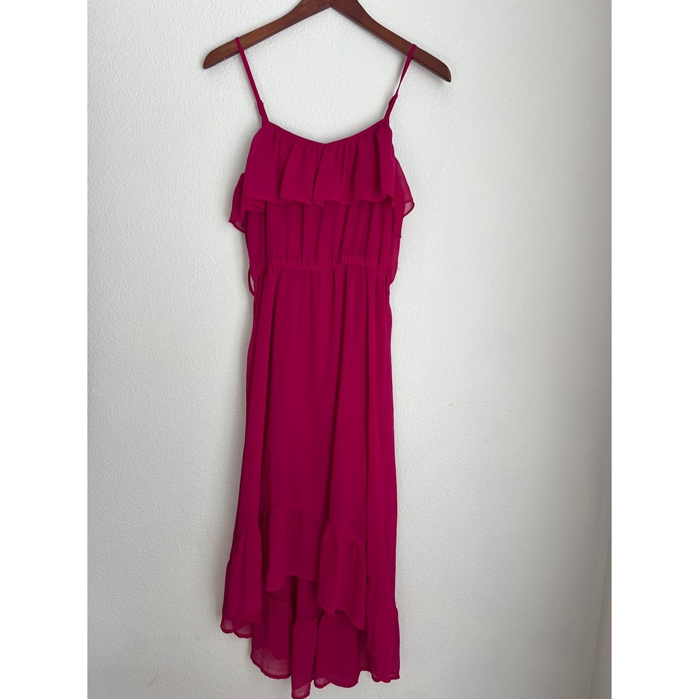 Vintage‎ Forever 21 Women's Ruffle High Low Spaghetti Strap Dress Fuchsia Size S